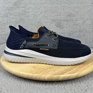 Skechers Delson 3.0 Mens Size 9.5 Navy Slip Ins Hands Free Shoes Sneakers